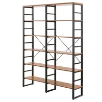 80.7'' Double Wide 6-shelf Bookcase Industrial Large Open Metal Storage Shelf