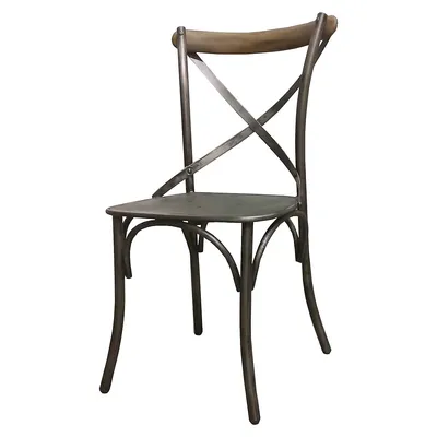 Bistro 2-Piece Metal & Oak Wood Crossback Chair Set