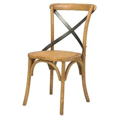 Bistro 2-Piece Cross-Back Elm Wood & Metal Chair Set