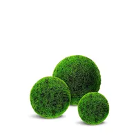 Faux Botanical Grass Ball In Lime Green In. Height