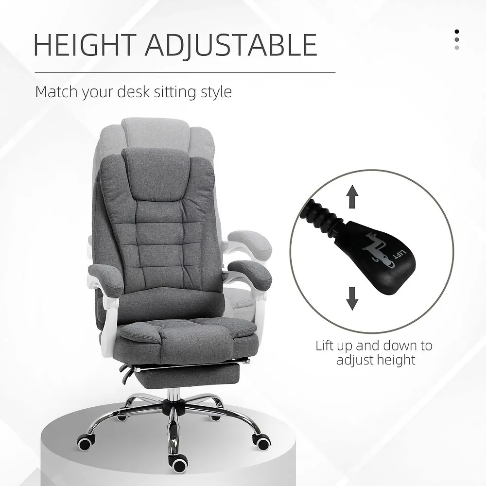 High Back Executive Office Chair With Footrest Padded Arms