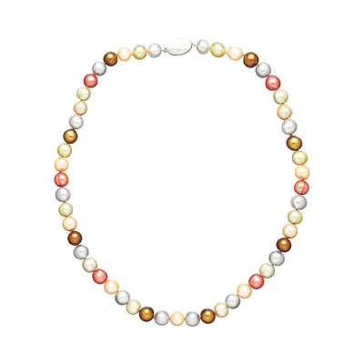 Collier de perles de culture annelées colorées