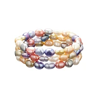 3-Piece 8-9MM Wildflower Baroque Cultured Pearl Stretch Bracelet Set