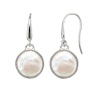 Sterling Silver & 14-15MM Cultured White Pearl Drop Earrings