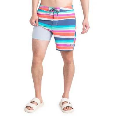 Betawave 2N1 Cutback Stripe Boardie Swim Shorts