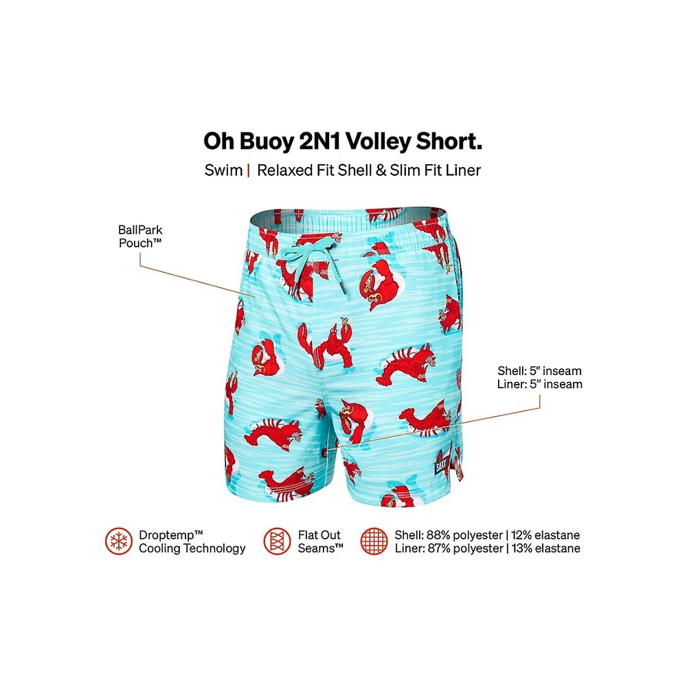 SAXX Underwear Oh Buoy 2N1 Lobster Lounger Volley Swim Shorts