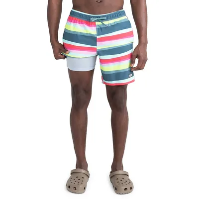 Oh Buoy 2N1 Cutback Stripe Volley Swim Shorts