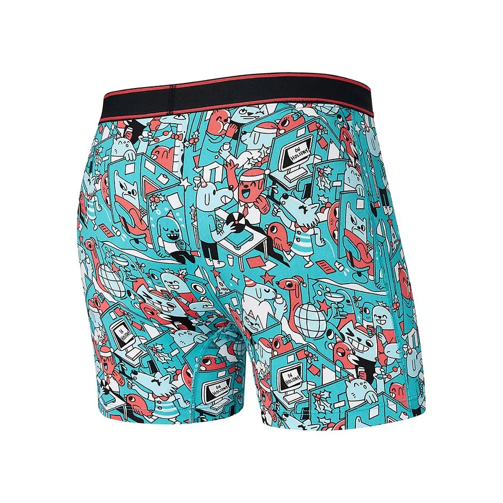 Daytripper Holiday Office Party-Print Relaxed-Fit Boxer Briefs