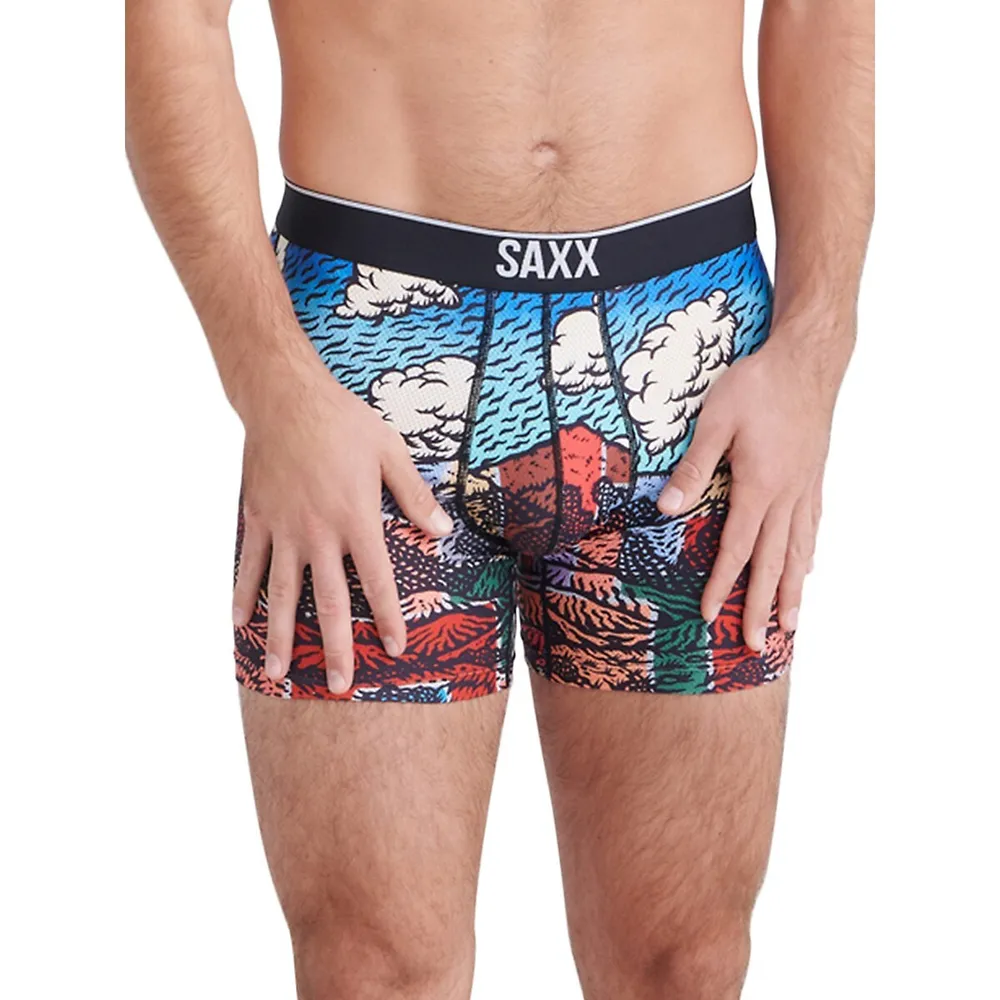 SAXX Underwear Volt Breathable Mesh Encanto Mesa-Print Boxer Briefs