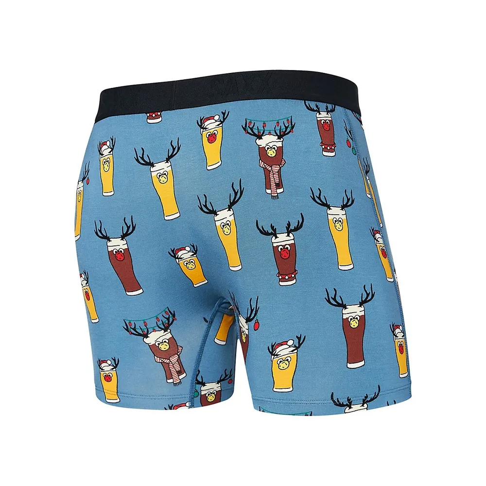 Ultra Super Soft Brewdolph-Print Relaxed-Fit Boxer Briefs