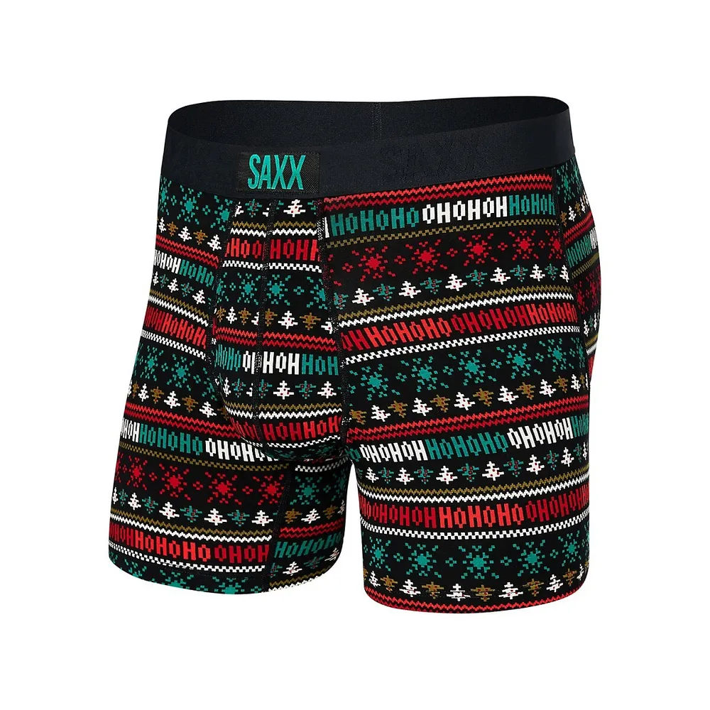 SAXX Underwear Ultra Super Soft Holiday Sweater-Print Boxer Briefs