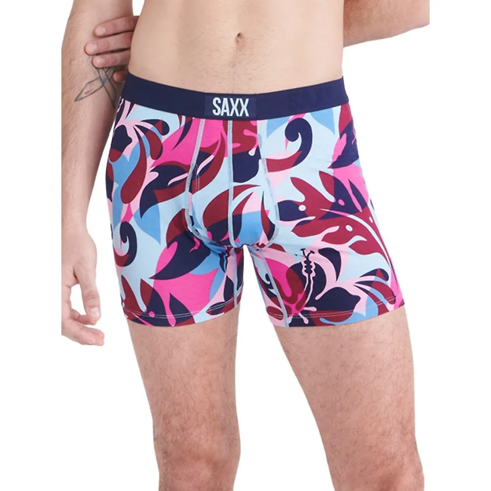 SAXX Underwear Men's Ultra Super Soft Boxer Tropical Lens-Print