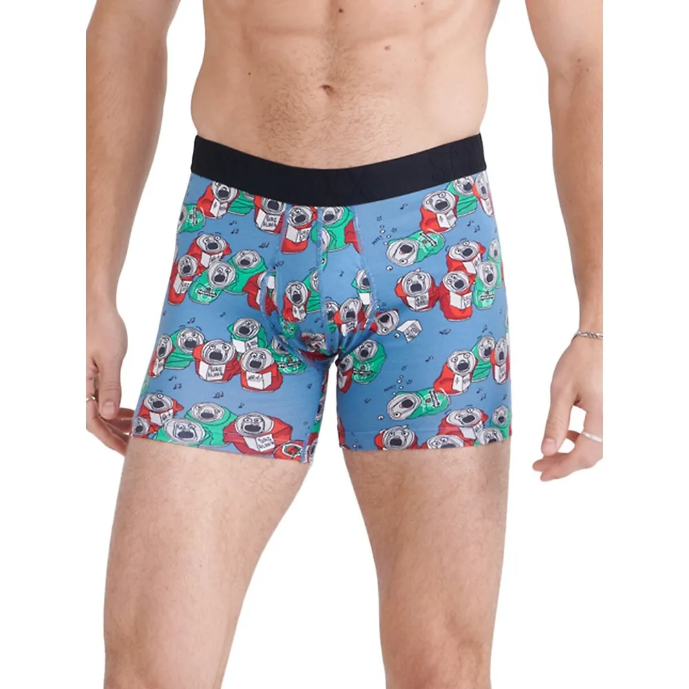 SAXX Underwear Droptemp Cooling Cotton Beer Can Choir-Print Boxer