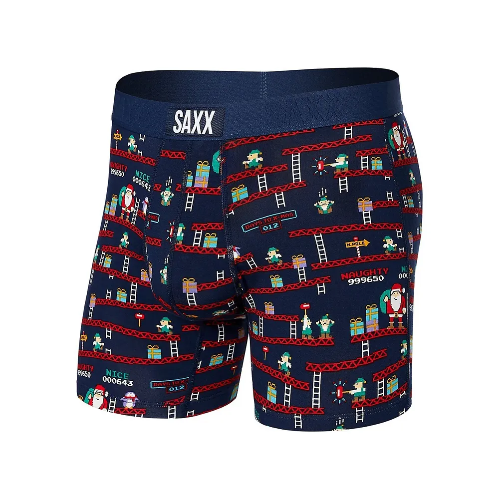 Vibe Super Soft Santa's Workshop-Print Slim-Fit Boxer Briefs