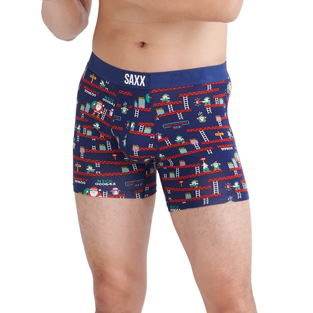 SAXX Underwear Vibe Super Soft Boxer Santa's Workshop-Print Briefs