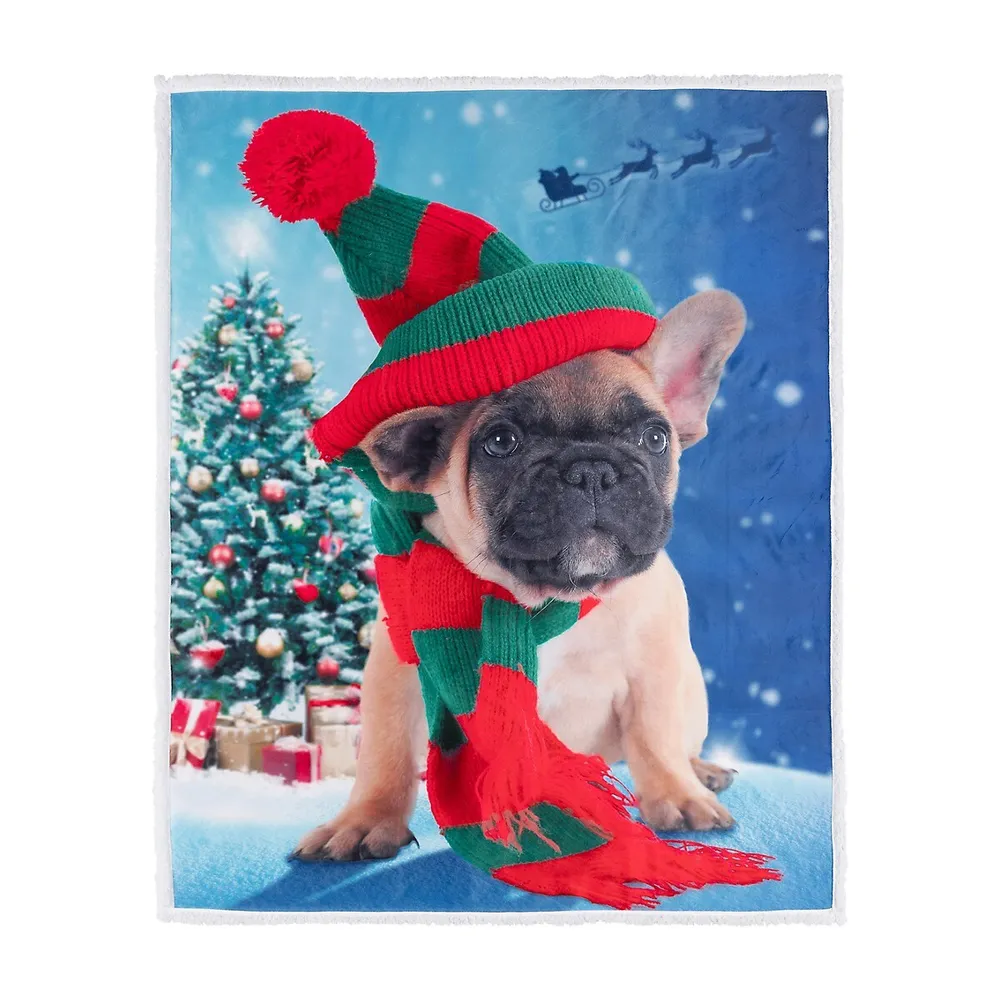 Kid's Christmas Elf Puppy Throw