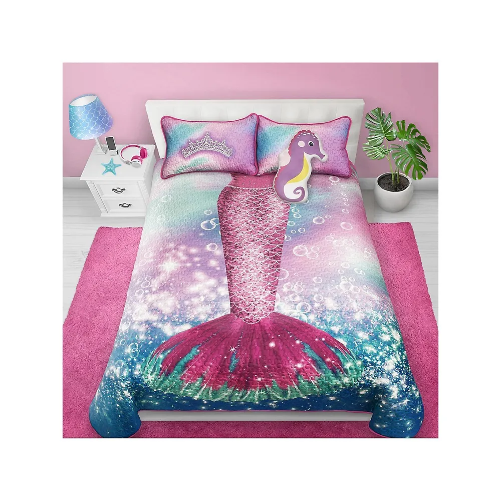 Kid's Mermaid 3-Piece Quilt Set