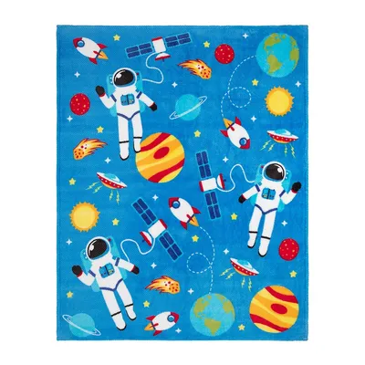 Kid's Astronaut-Print Flannel Throw Blanket