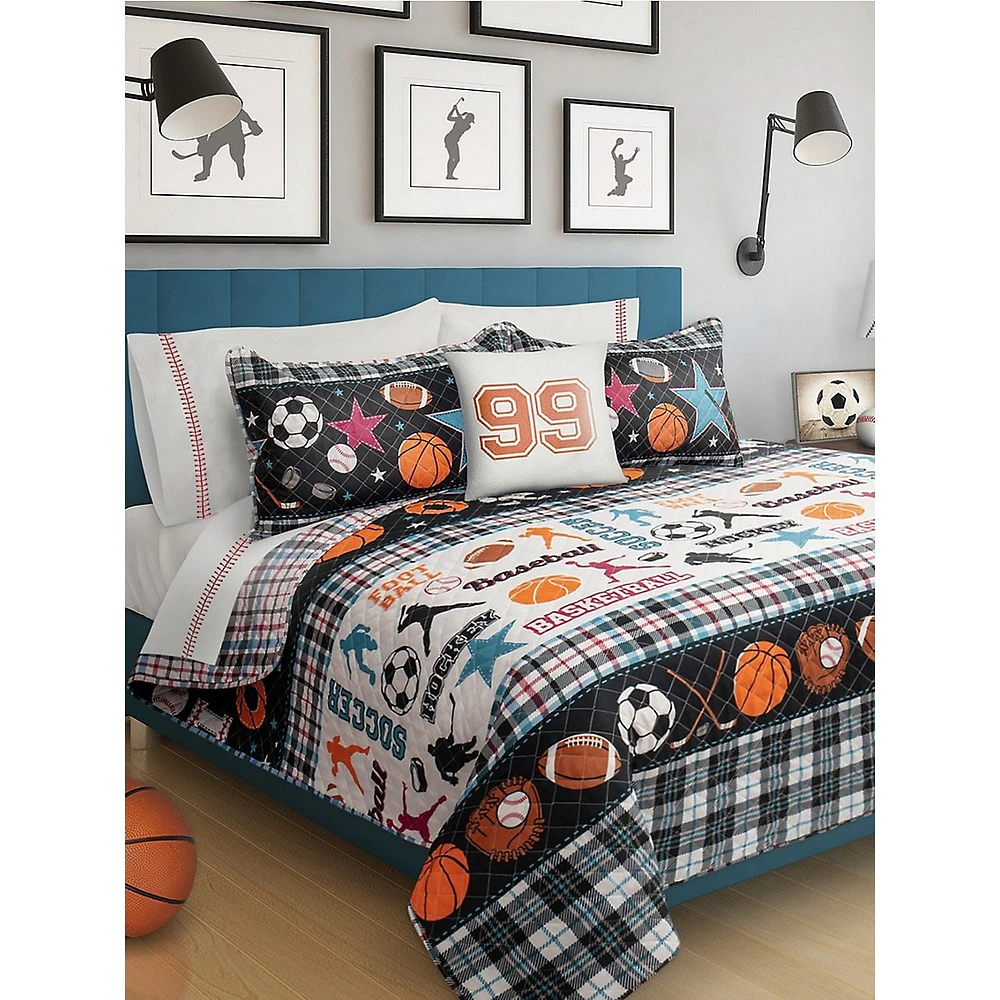 Kid's All Star Blue 3-Piece Quilt Set