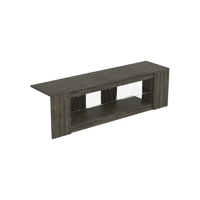 2-Shelves with Tempered Glass Wooden TV Stand