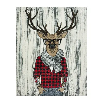 Kid's Hipster Deer Knit Flannel Throw