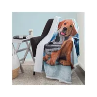 Reversible Puppy Print & Faux Shearling Throw