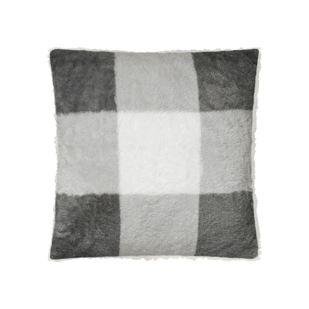 Buffalo Plaid Faux Fur Cushion