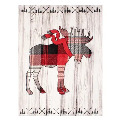Moose On Wood Knitted Throw