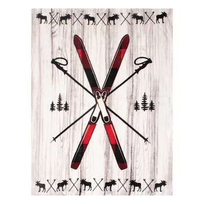 Skis On Wood Knitted Throw
