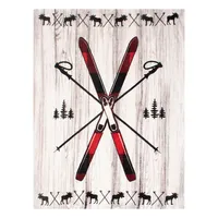 Skis On Wood Knitted Throw