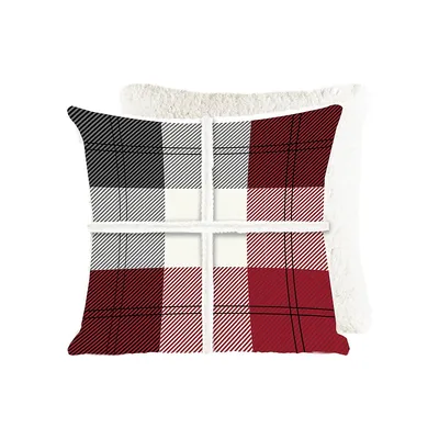 Flannel Winter Plaid & Faux Shearling Cushion