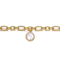 Teens 14k Yellow Gold Plated Cubic Zirconia Chain Bracelet