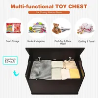 Kids Toy Box Wooden Flip-top Storage Chest Bench W/ Cushion Safety Hinge