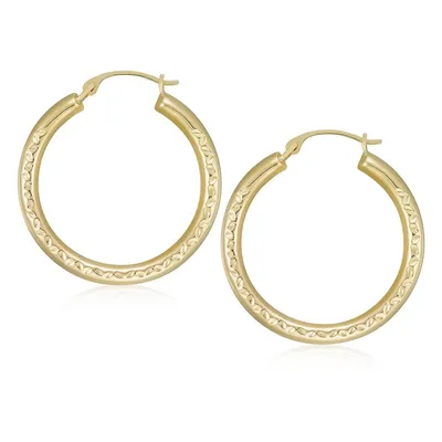 14kt 25mm Tube Yellow Gold Hoop Earrings