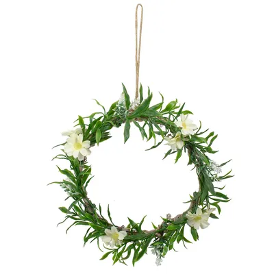 Mini Floral And Foliage Spring Wreath, Yellow 9"