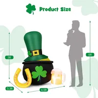 5 Ft St Patrick's Day Inflatable Decoration With Leprechaun Hat Gold Pot Beer Mug