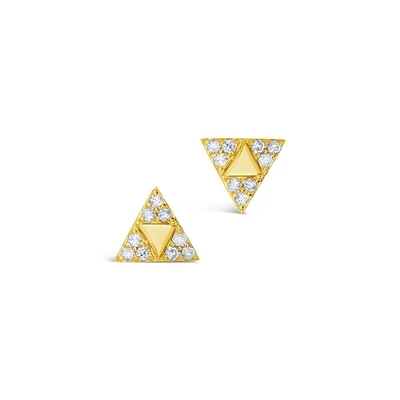 14k Gold Diamond Pyramid Studs