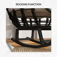 Outdoor Rocking Chair With Canopy, Pe Rattan, Pillows