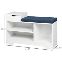 Shoe Bench With Storage Drawer And Cushion