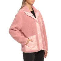 Faux Fur Teddy Fleece Snap-Front Jacket