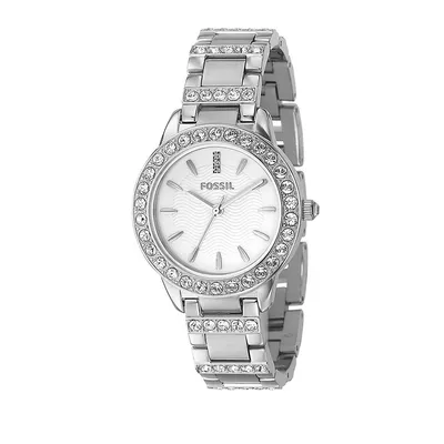 Round Silver Dial With Glitz And Silver Bracelet Watch