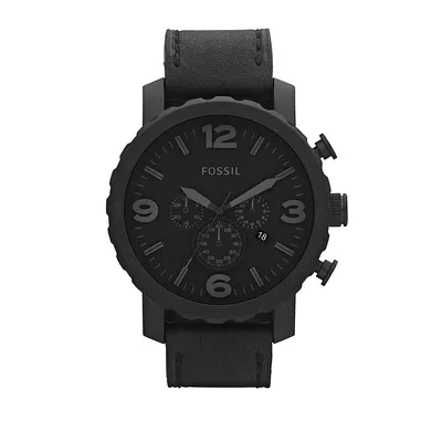 Mens Nate Black Leather Watch