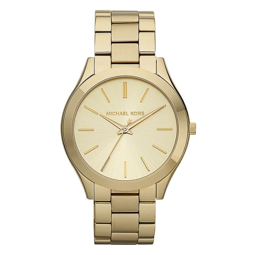 Slim Goldtone Bracelet Watch MK3179