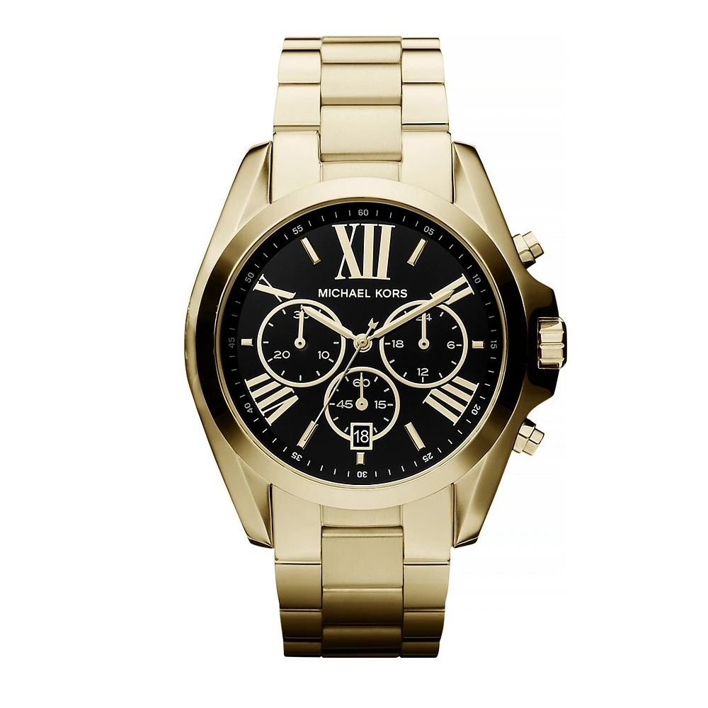 Gold-Tone Bradshaw Watch with a Black Dial MK5739