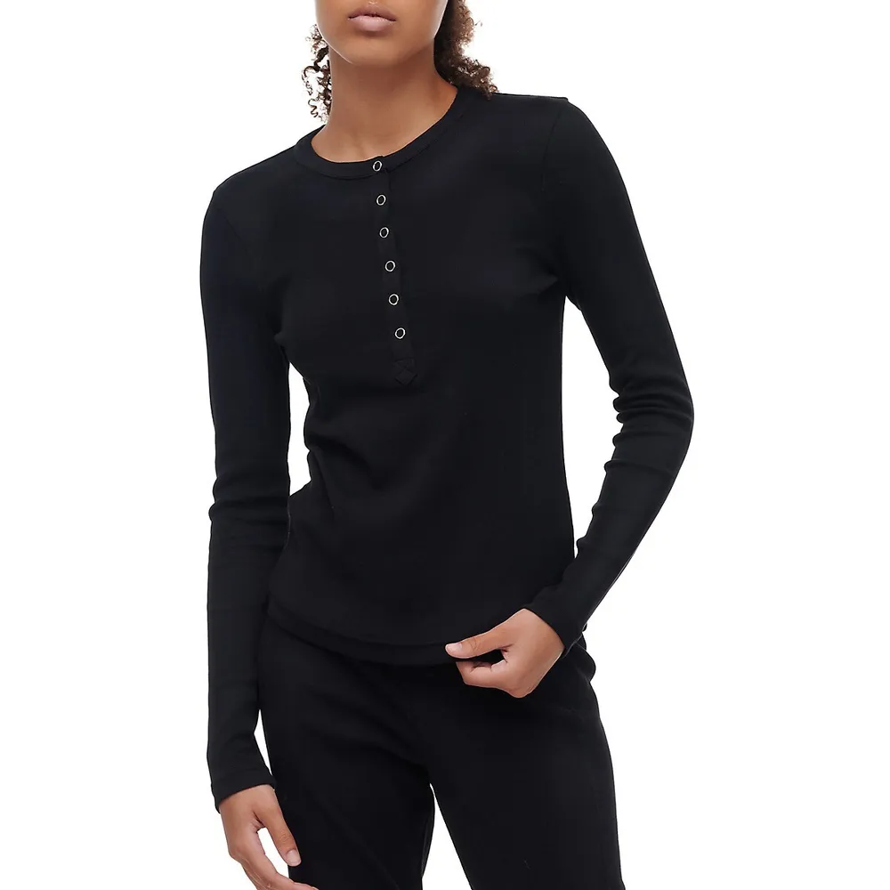 Lucky Brand Womens Long Sleeve Ribbed Snap Henley : : Clothing,  Shoes & Accessories