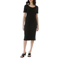 Vera Short-Sleeve Ribbed Knit Dress