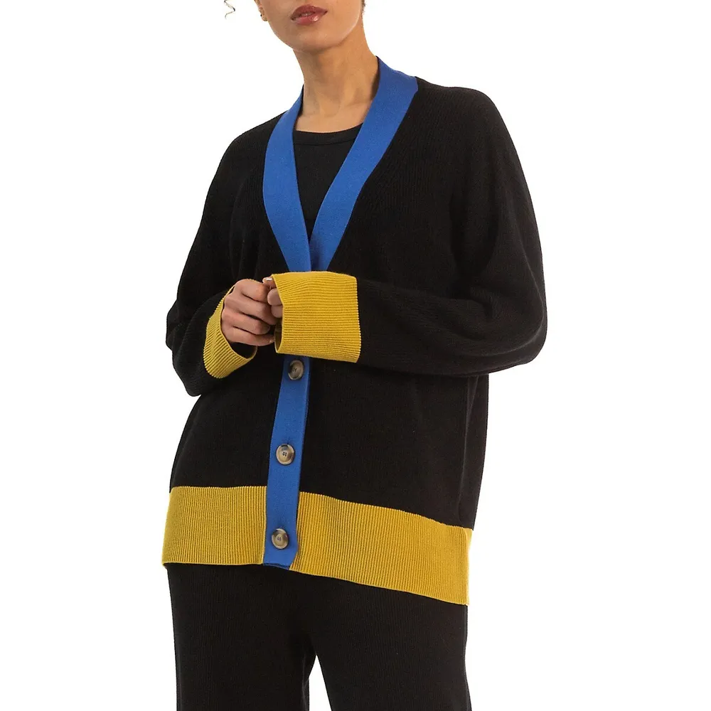 Lee Oversized Contrast Colourblock Cardigan