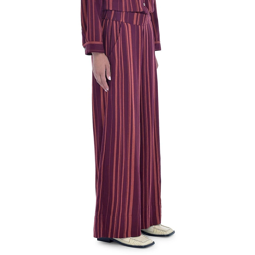 Anya Striped Cotton-Tencel Pants