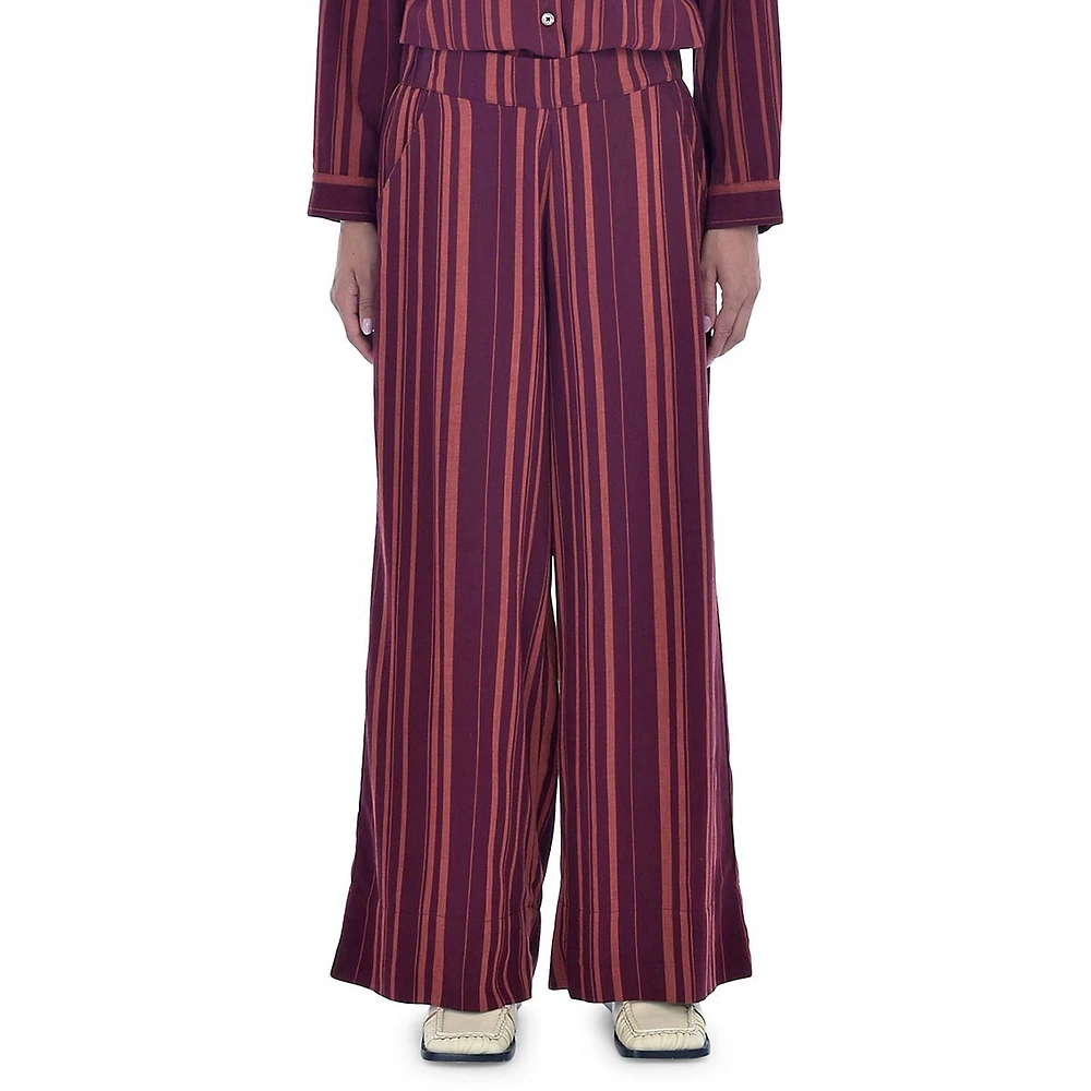 Anya Striped Cotton-Tencel Pants