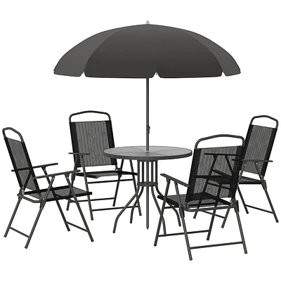 6pcs Patio Dining Set W/ Umbrella